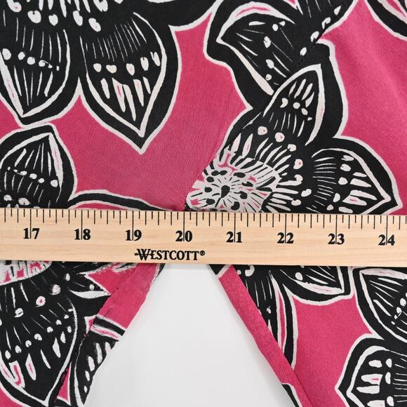 Hobbs Dress Sz S Silk Lightweight Pink Black Floral Kimono Style Mini Maximalist - Picture 11 of 12